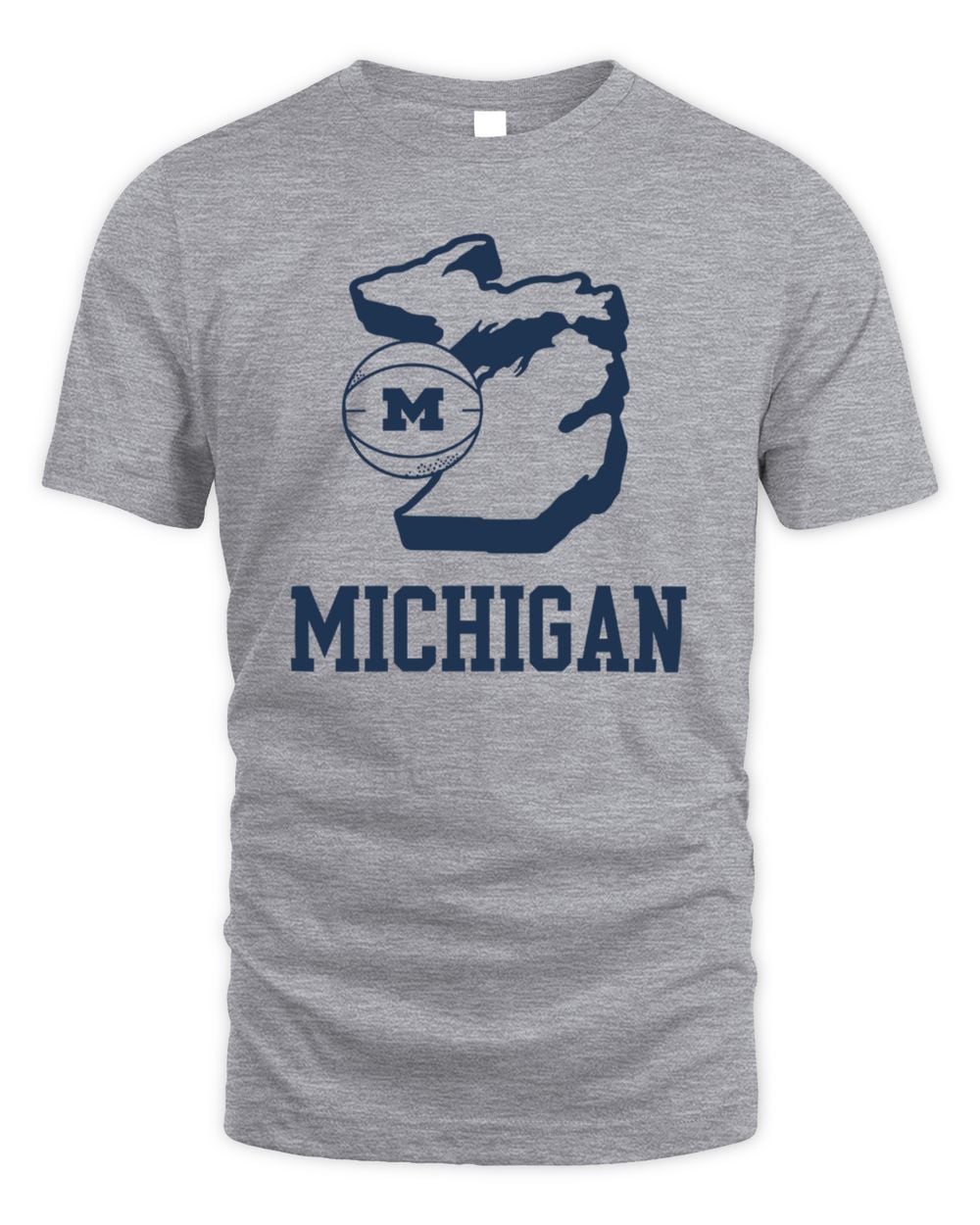 Michigan Wolverines Basketball State Outline Grey T-Shirt