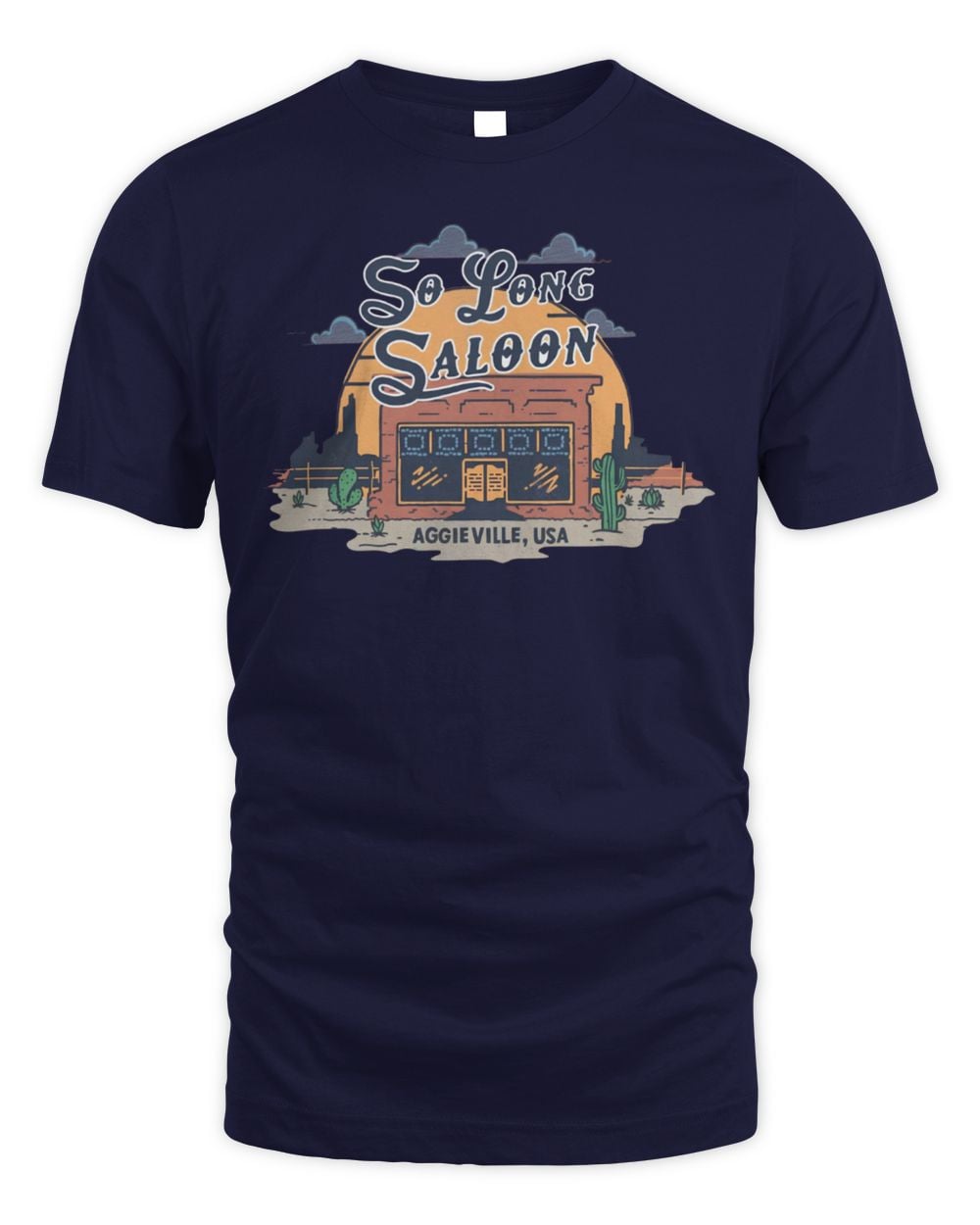 Manhattan Navy Blue Western Sunset Short Sleeve T Shirt