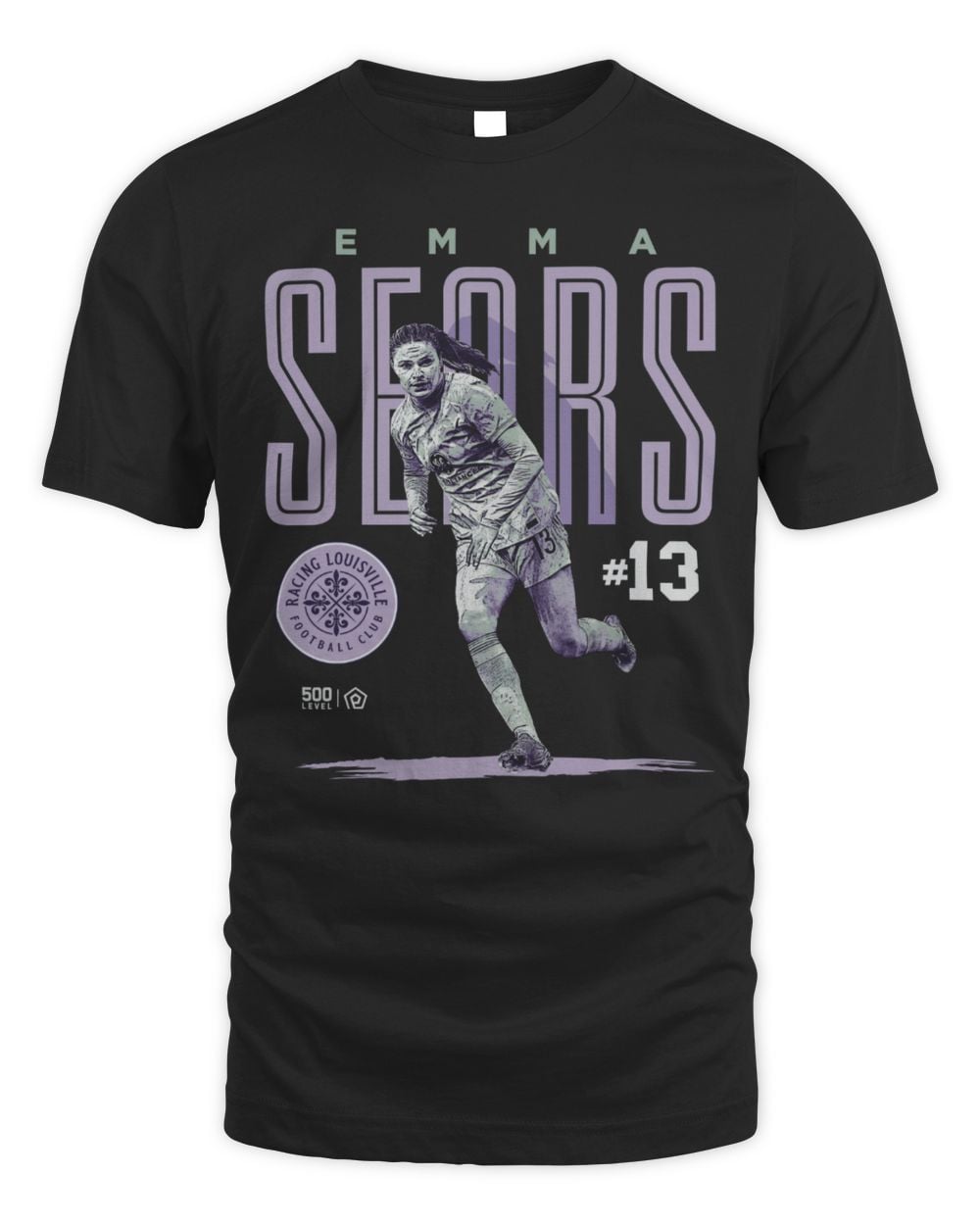 Men's 500 Level Emma Sears Black Racing Louisville FC Player Bitmap Graphic T-Shirt