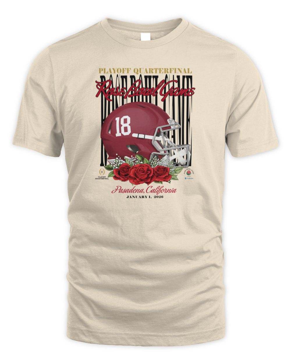 Something Inked Alabama Crimson Tide Ivory 2026 Rose Bowl Helmets Short Sleeve T Shirt