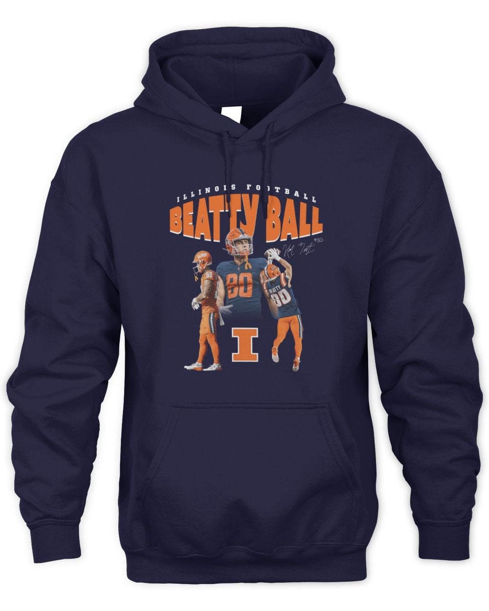 Hank Beatty Illinois Navy Cartoon Hoodie Sweatshirt