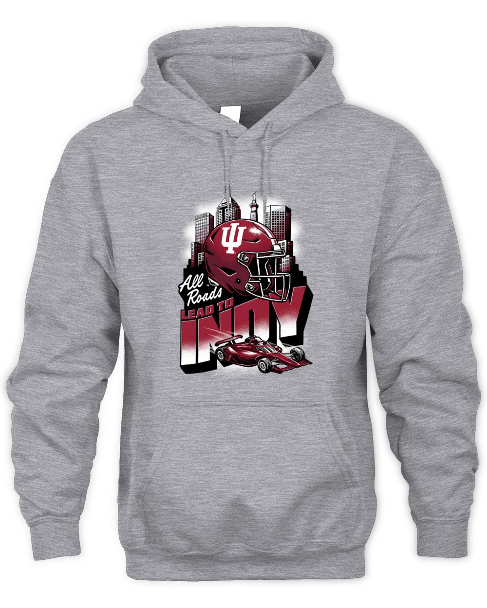 Indiana Hoosiers All Roads Lead To Indy Big 10 Championships Hoodie Grey