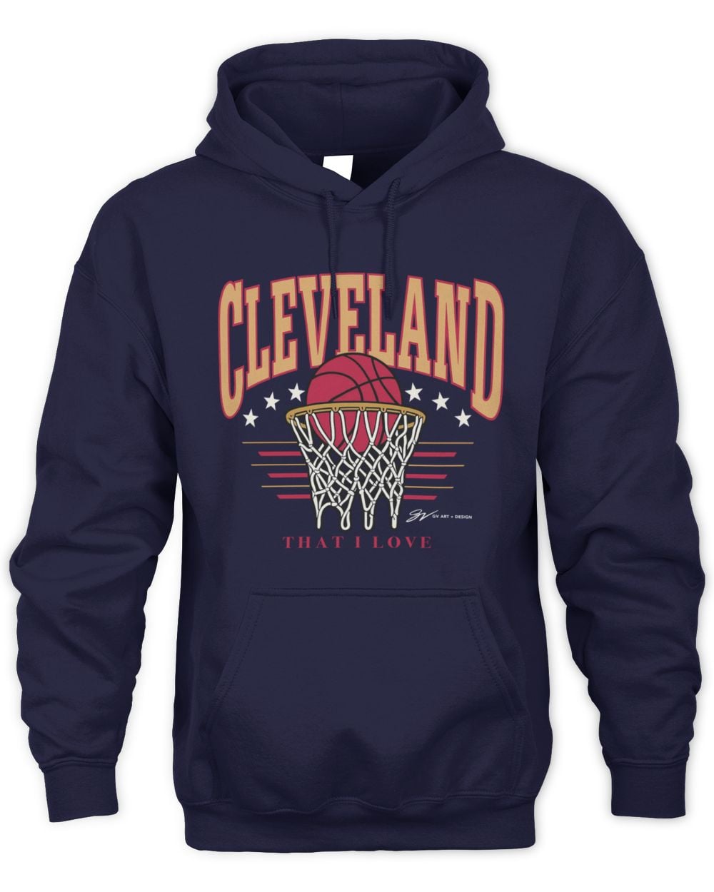 GV Art and Design Navy Cleveland Net Skyline Hoodie Sweatshirt