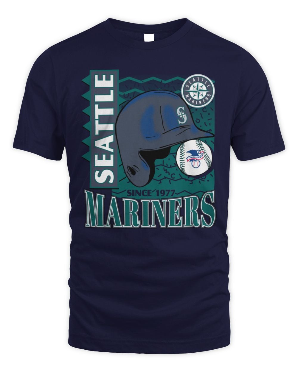 Seattle Mariners Atlas Blue Helmet T-Shirt