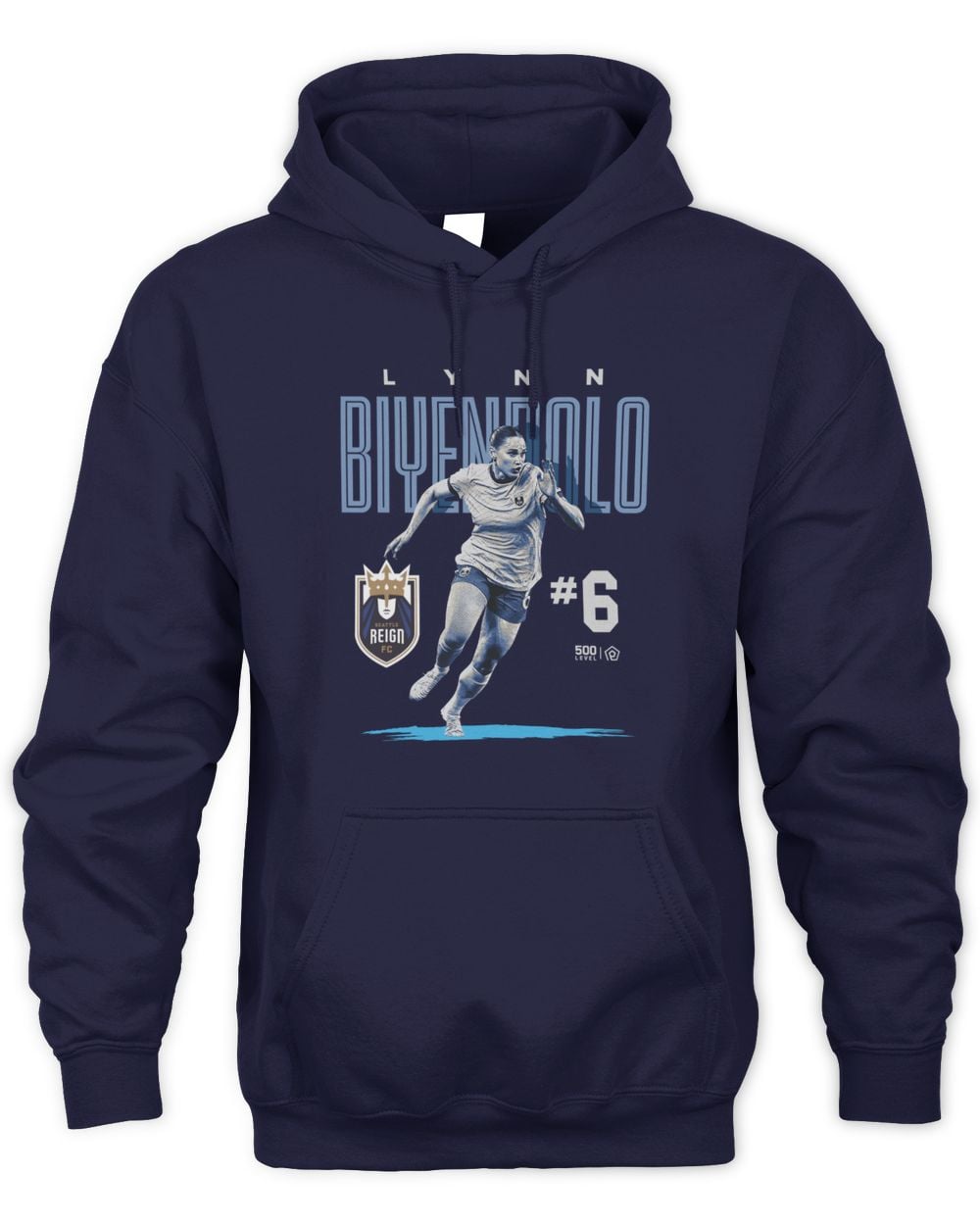 Men's 500 Level Lynn Biyendolo Navy Seattle Reign FC Player Bitmap Graphic Hoodie Sweatshirt