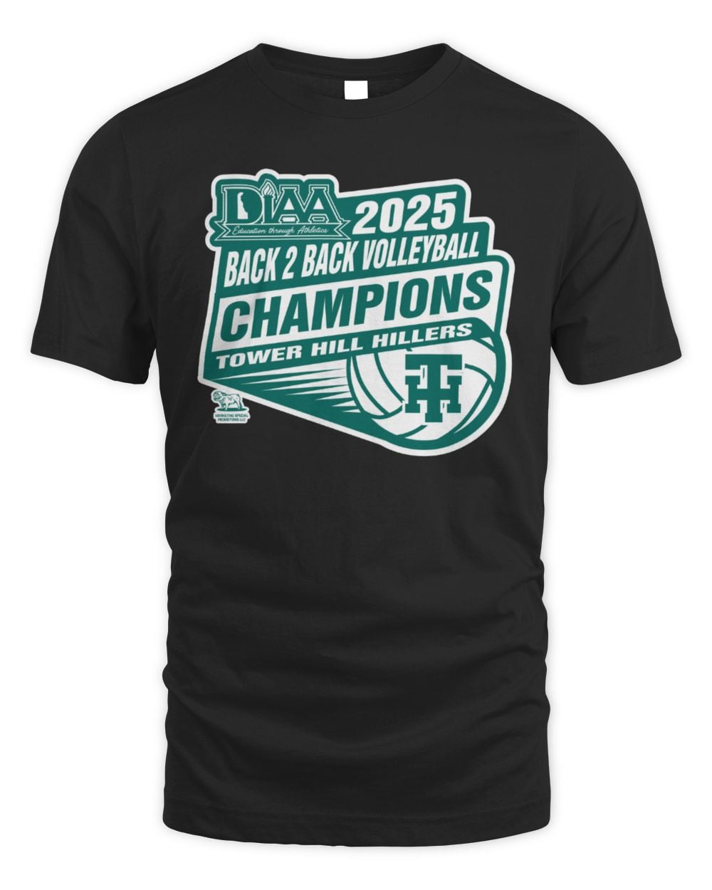 Official Tower Hill Hillers 2025 DIAA Volleyball Back 2 Back Champions Shirt