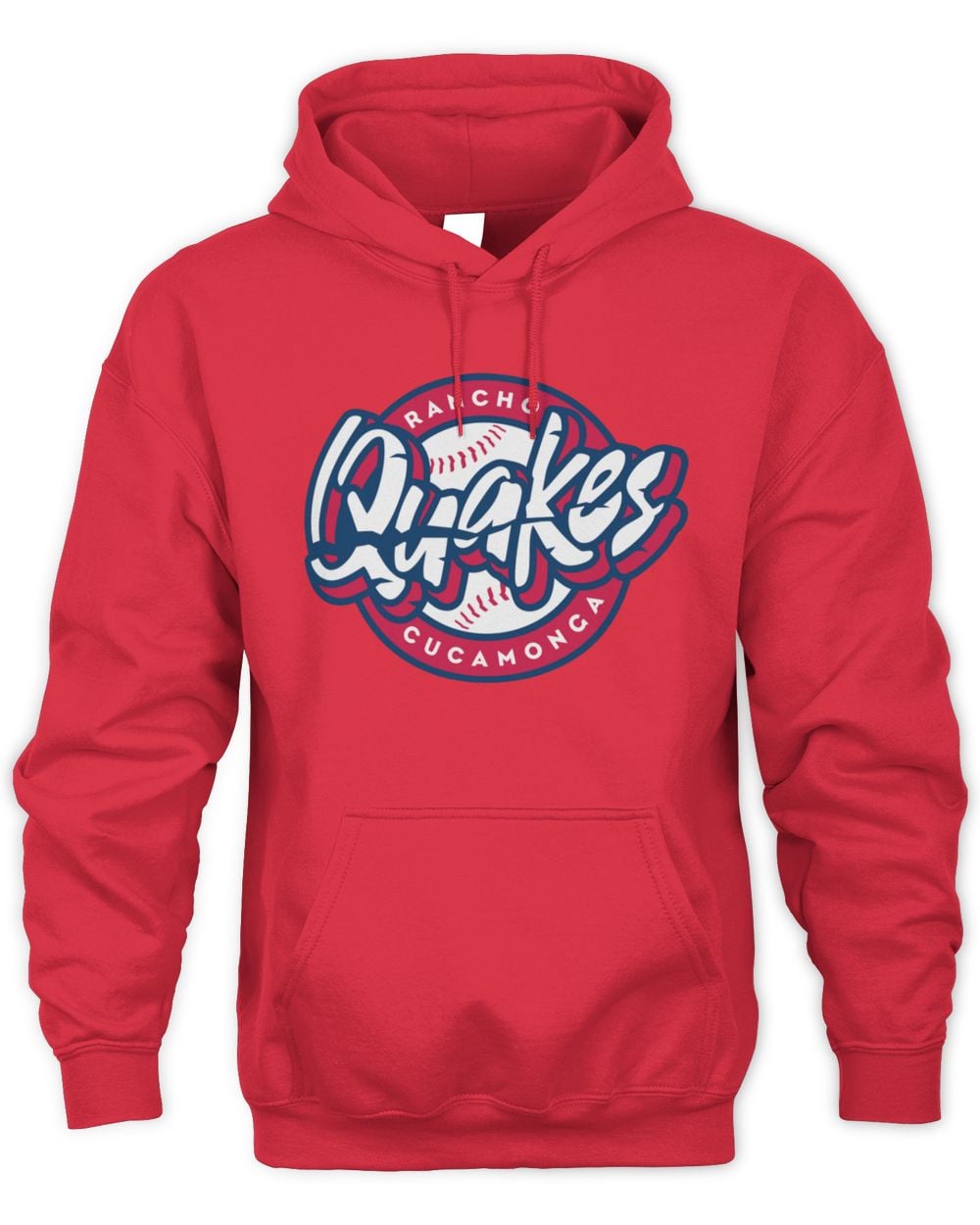 Rancho Cucamonga Quakes Primary Logo Red Hoodie Sweatshirt