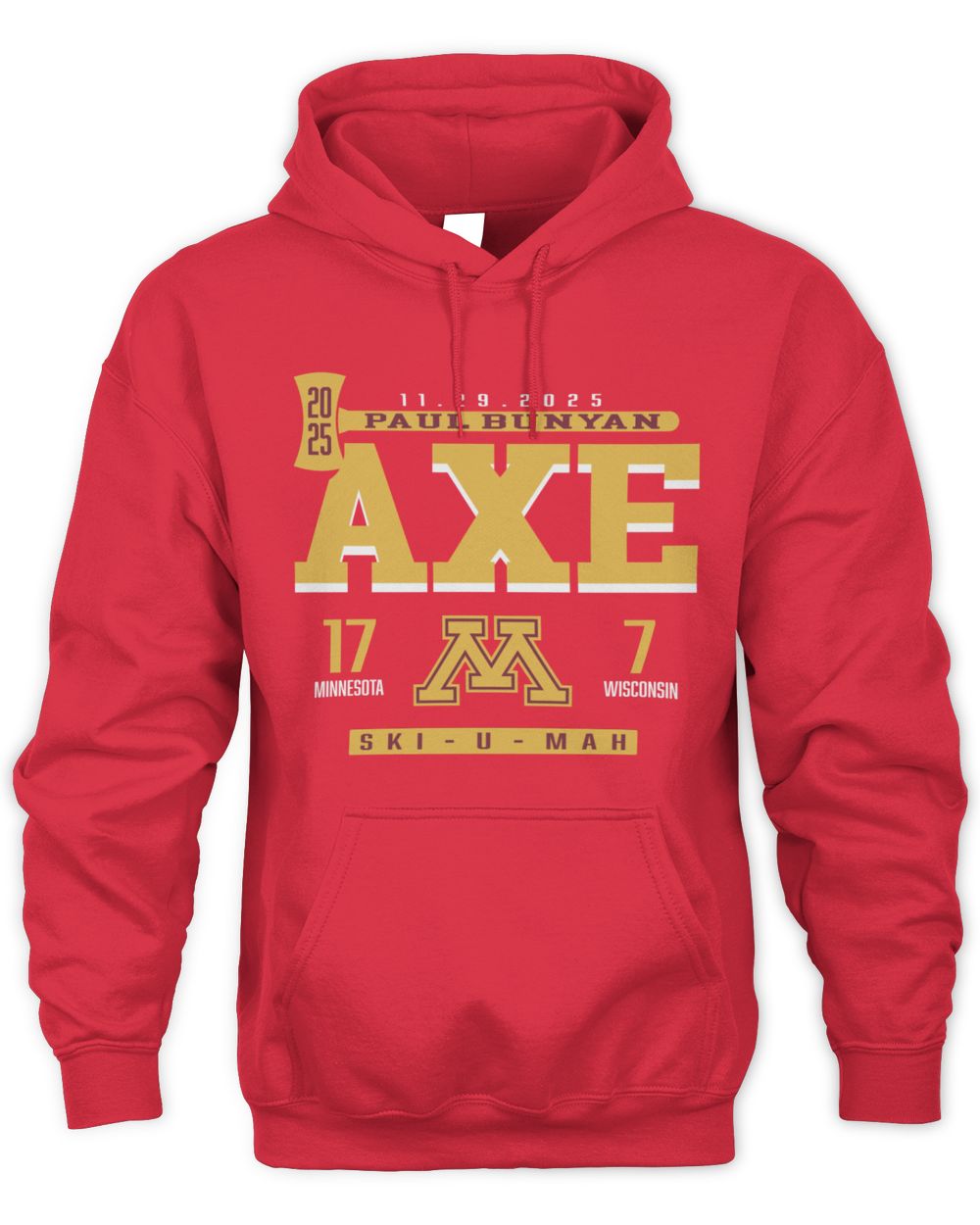Minnesota Golden Gophers vs. Wisconsin Badgers 2025 Paul Bunyan's Axe Score Hoodie Sweatshirt
