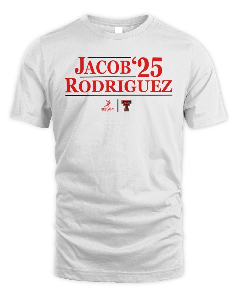 Texas Tech NIL "Jacob Rodriguez '25" Heisman White T-Shirt