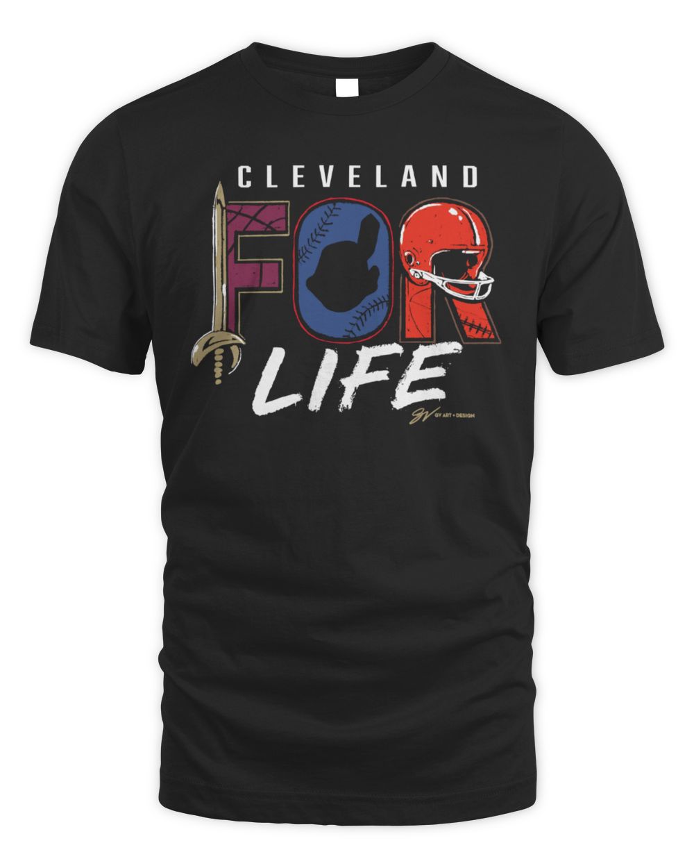GV Art And Design Cleveland Sports For Life T-Shirt Black