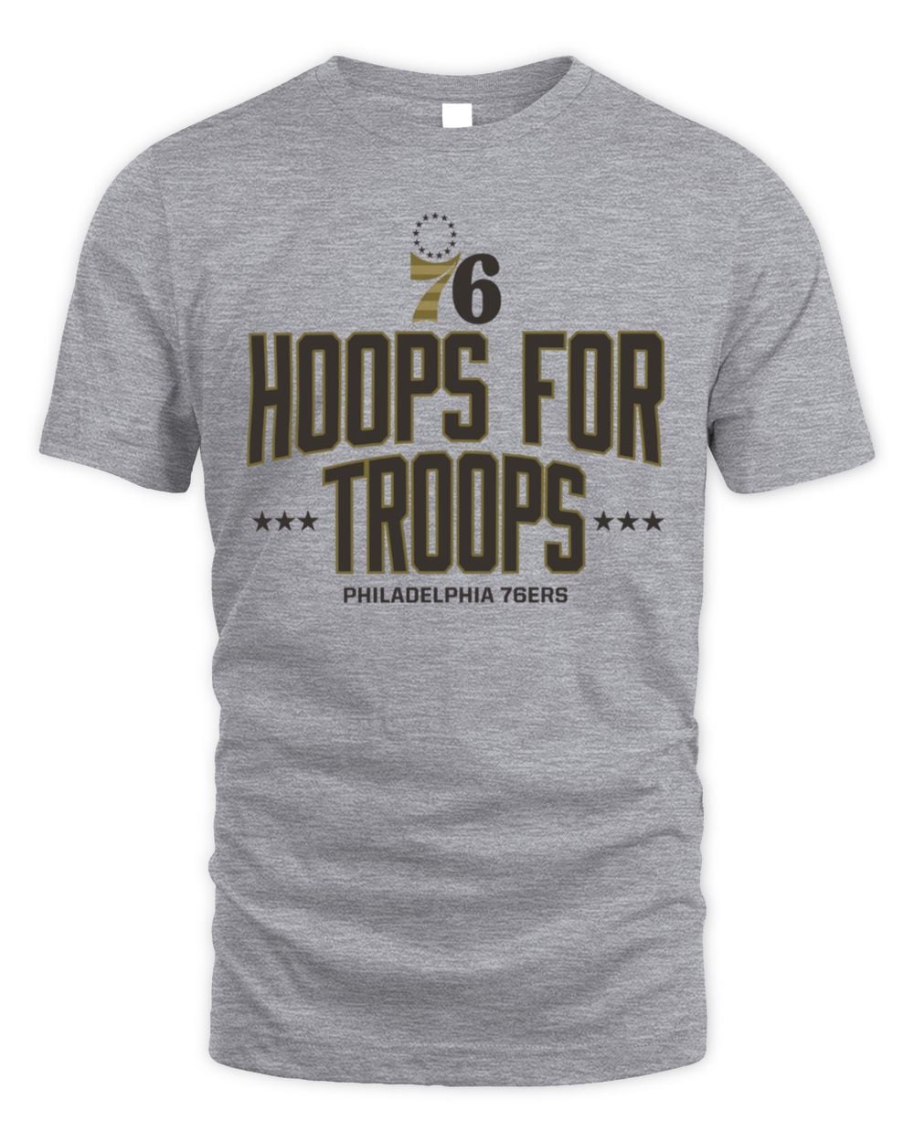 Men's Gray Philadelphia 76ers Hoops For Troops T-Shirt