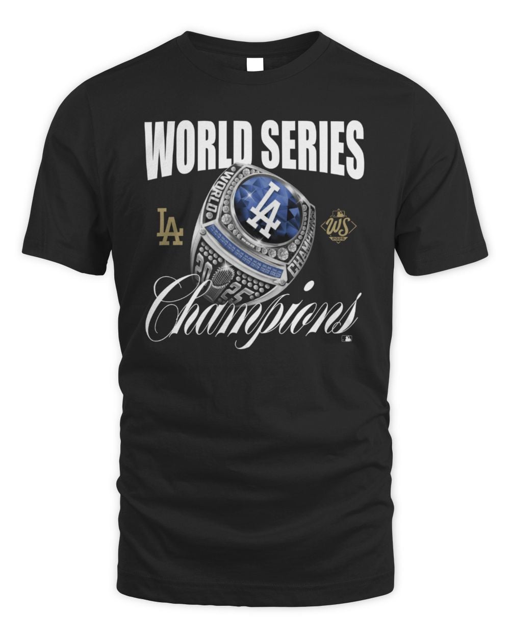 Men's Black Los Angeles Dodgers 2025 World Series Champions Ring T-Shirt