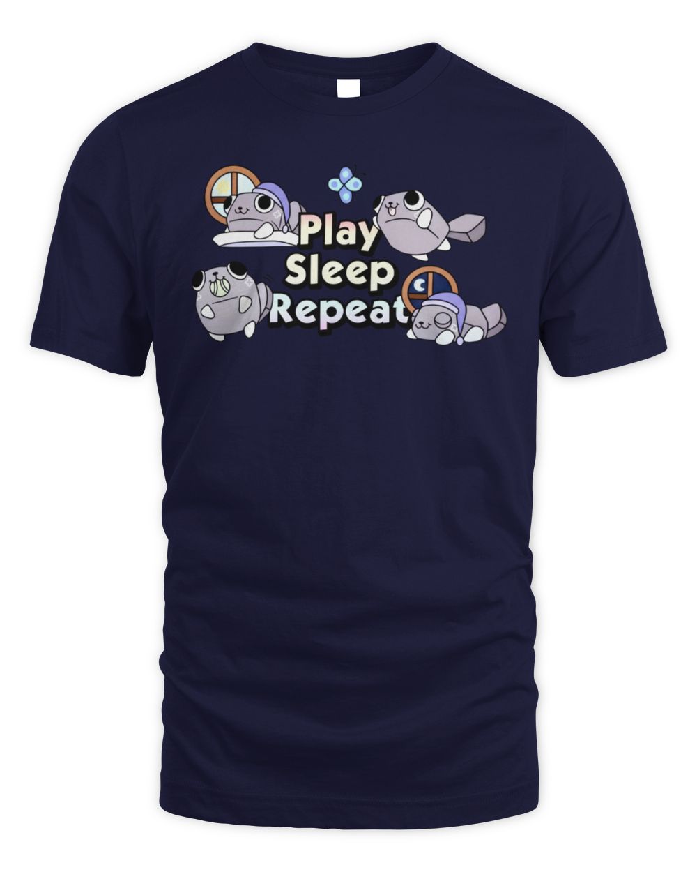 Dandys World Merch Pebble Play Sleep Repeat Tee