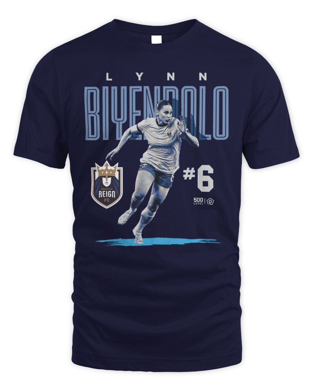 Men's 500 Level Lynn Biyendolo Navy Seattle Reign FC Player Bitmap Graphic T-Shirt