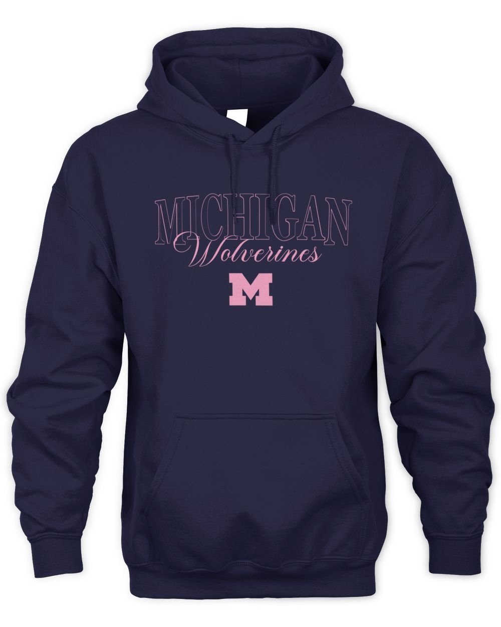 Navy Michigan Pink Outline Hoodie Sweatshirt