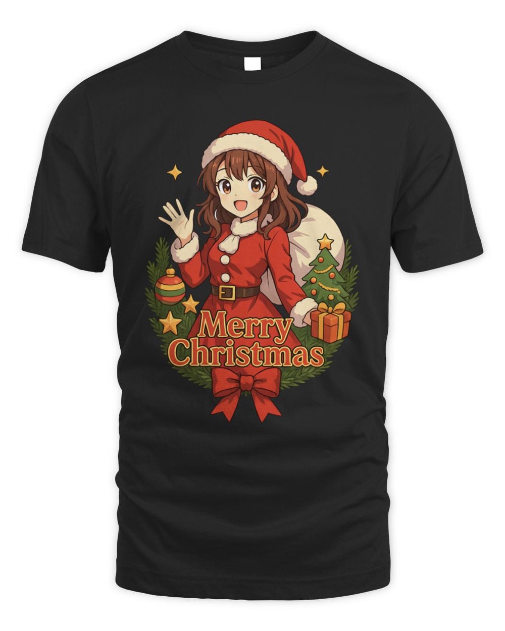 Spoofytees Anime Christmas T Shirt Black