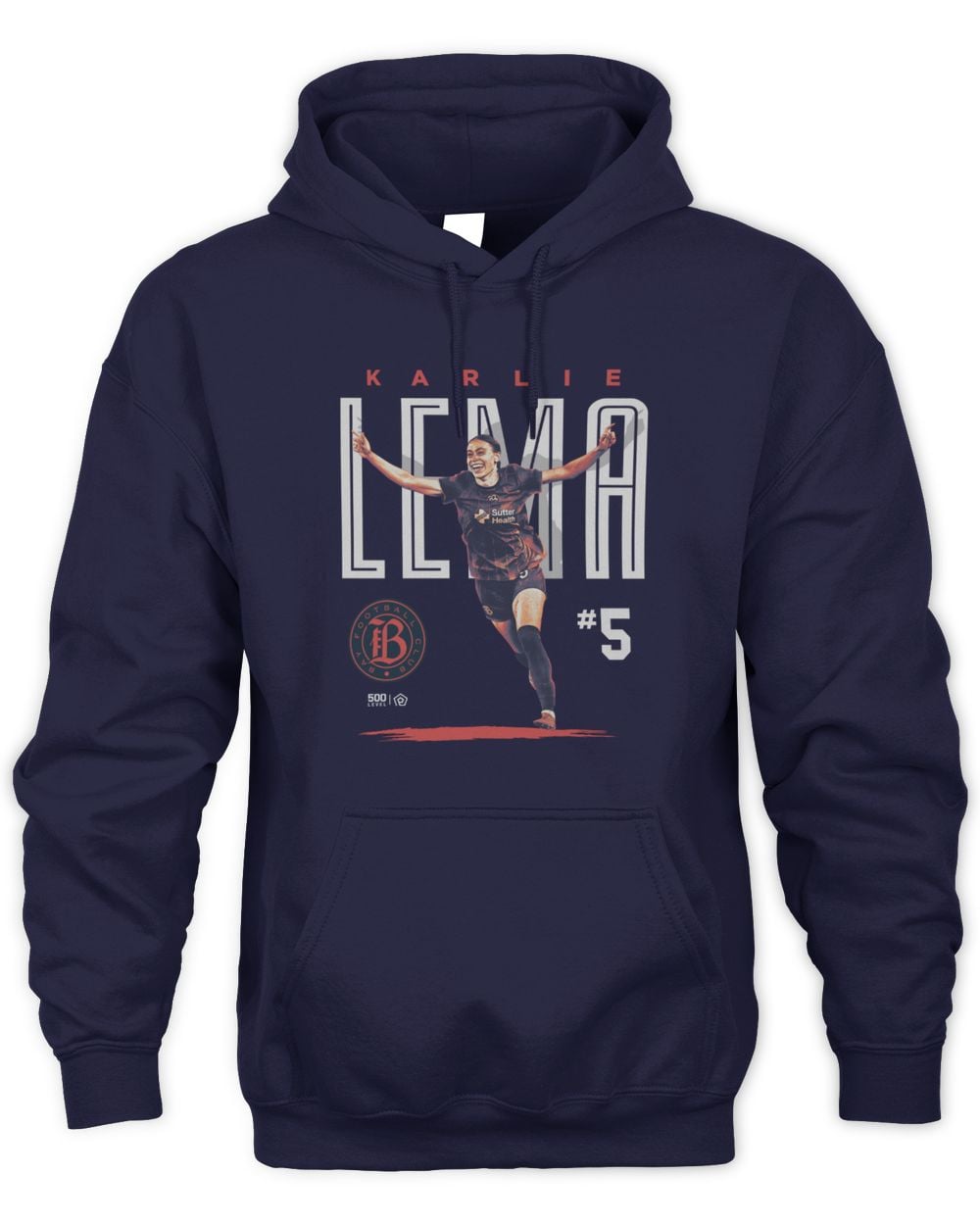 Men's 500 Level Karlie Lema Navy Bay FC Player Bitmap Graphic Hoodie Sweatshirt