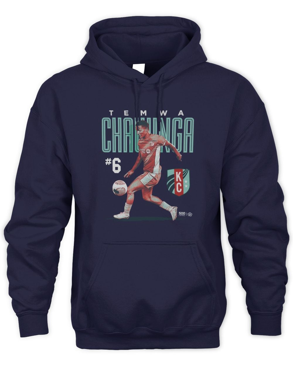 Men's 500 Level Temwa Chawinga Navy Kansas City Current Player Bitmap Graphic Hoodie Sweatshirt