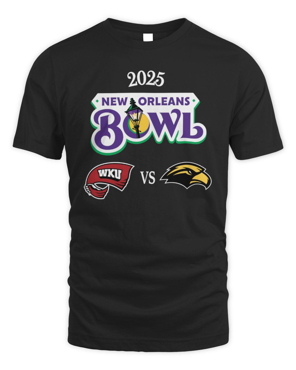 Western Kentucky Hilltoppers Vs. Southern Miss Golden Eagles 2025 New Orleans Bowl Matchup T-Shirt