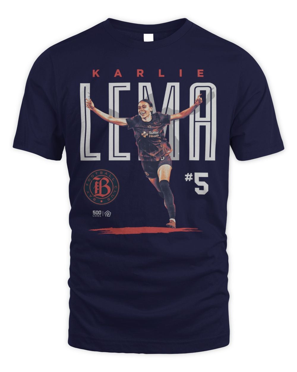 Men's 500 Level Karlie Lema Navy Bay FC Player Bitmap Graphic T-Shirt