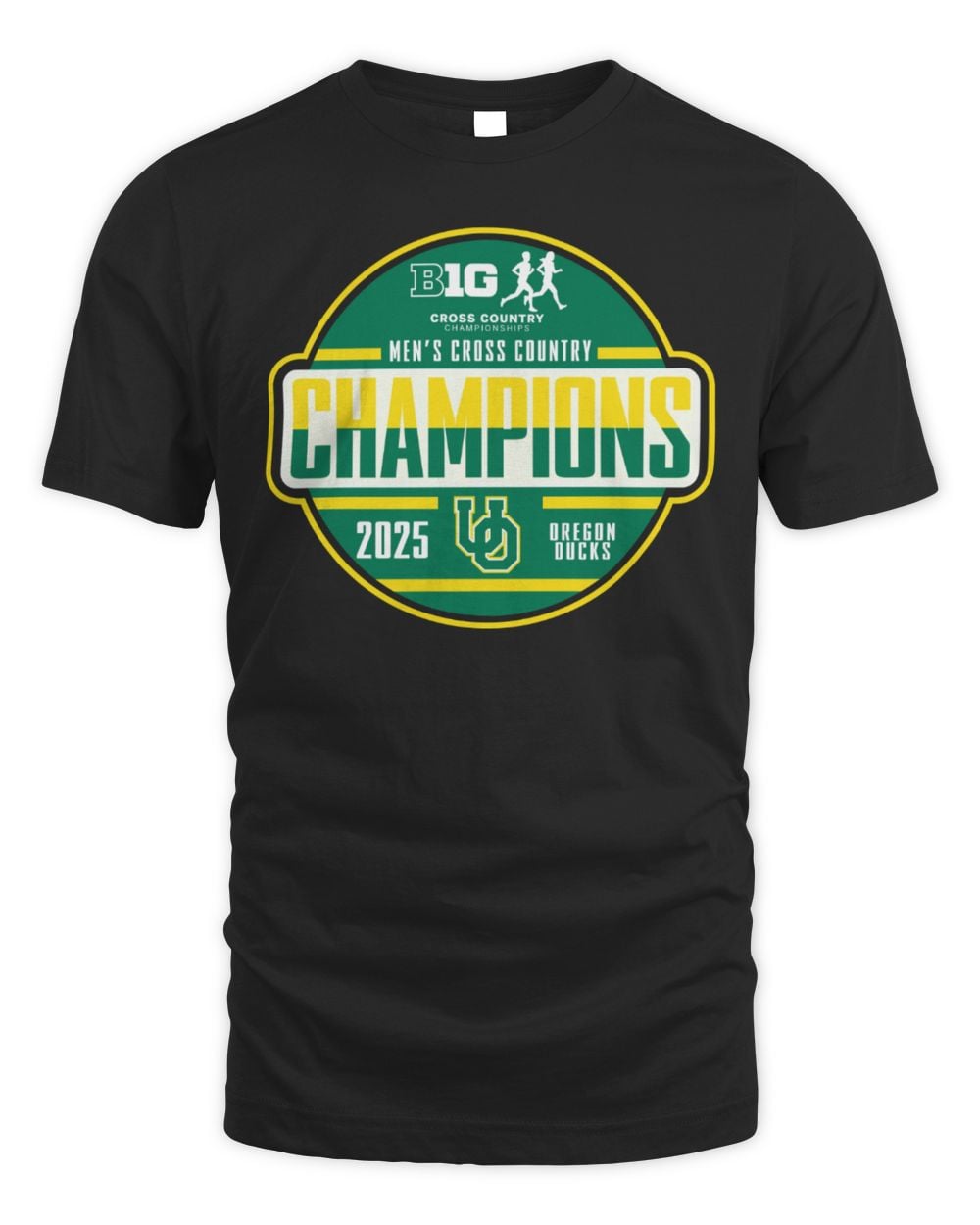 Oregon Ducks Black Big Ten Mens Cross Country Champions Short Sleeve T Shirt