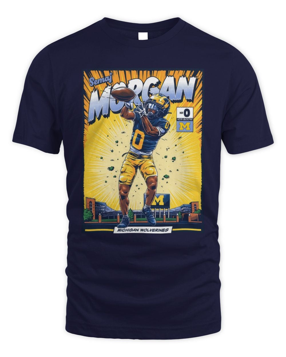 Michigan Wolverines #0 Semaj Morgan Athlete Comic T-Shirt