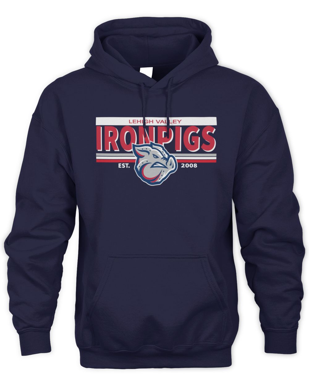 Navy Lehigh Valley IronPigs Tri Color Stripes Hoodie Sweatshirt