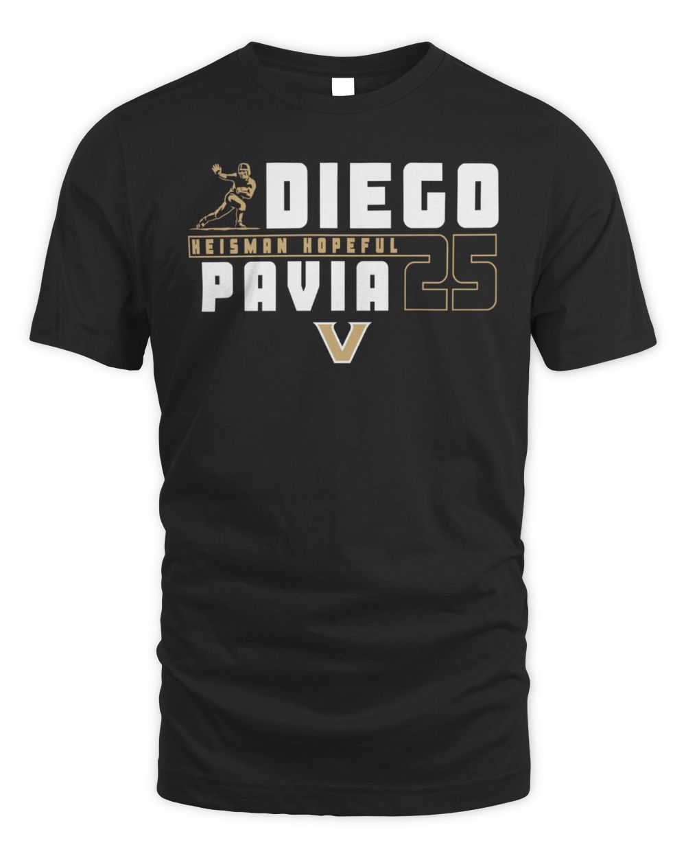 Diego Pavia Vanderbilt Black Heisman Block 25 Tee