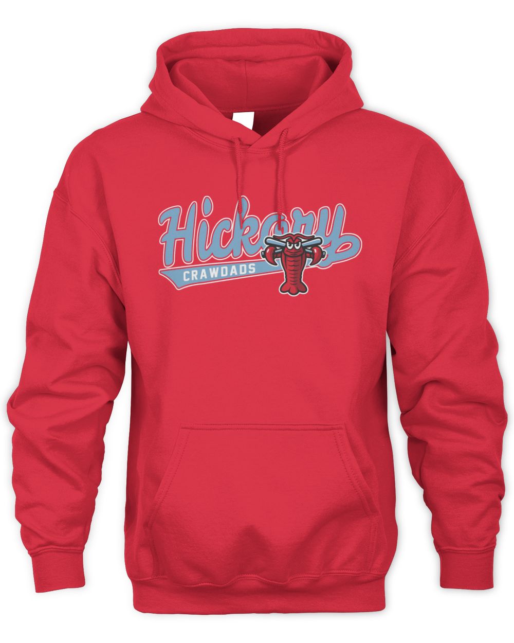 Hickory Crawdads Baseball Tail Red Ring Spun Hoodie