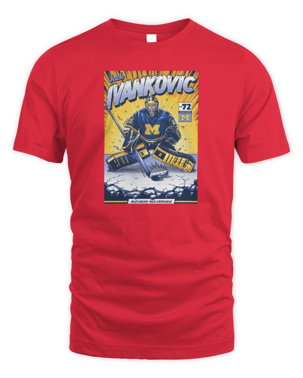 Michigan Wolverines #72 Jack Ivankovic Student Athlete Comic T-Shirt