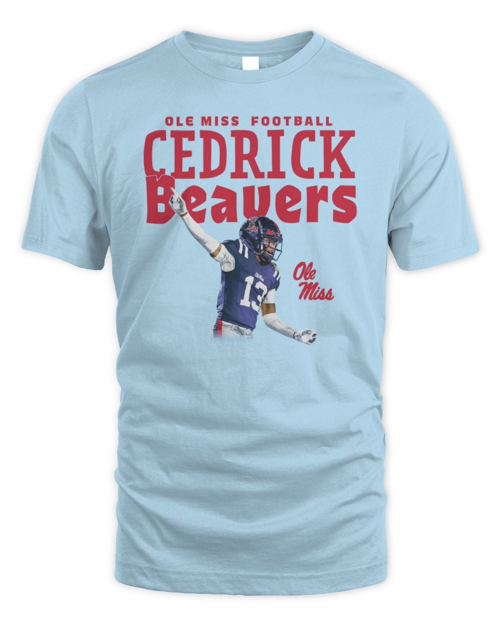 Cedrick Beaver Ole Miss Light Blue Illustrated Tee