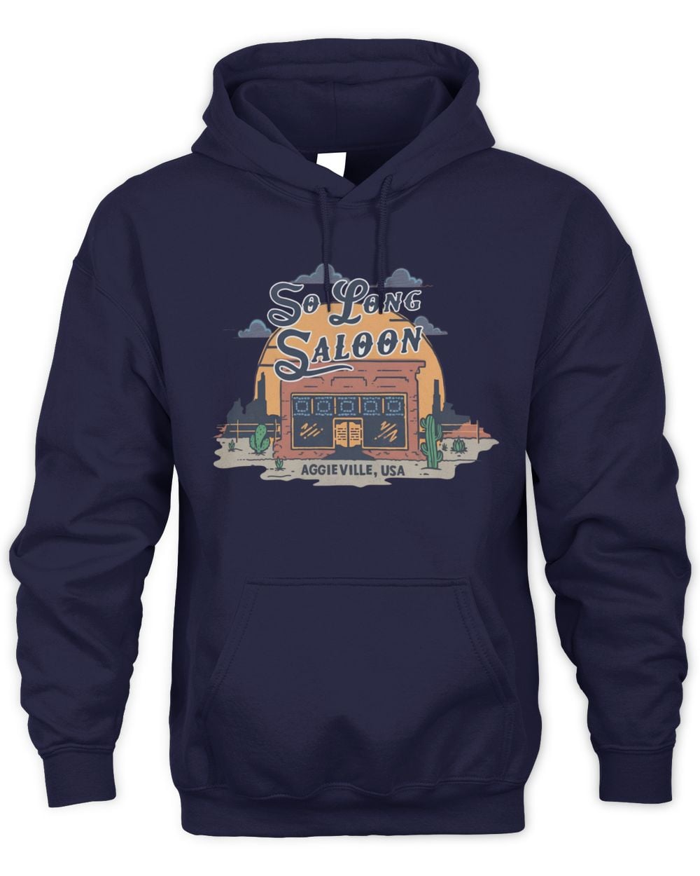 Manhattan Navy Blue Western Sunset Hoodie Sweatshirt