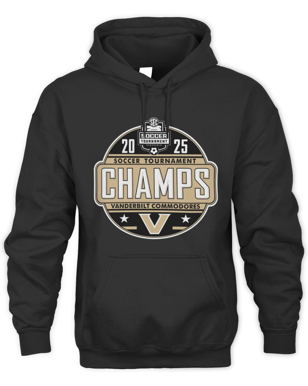 Blue 84 Black Vanderbilt Commodores 2025 SEC Women's Soccer Tournament Champions Locker Room Hoodie Sweatshirt