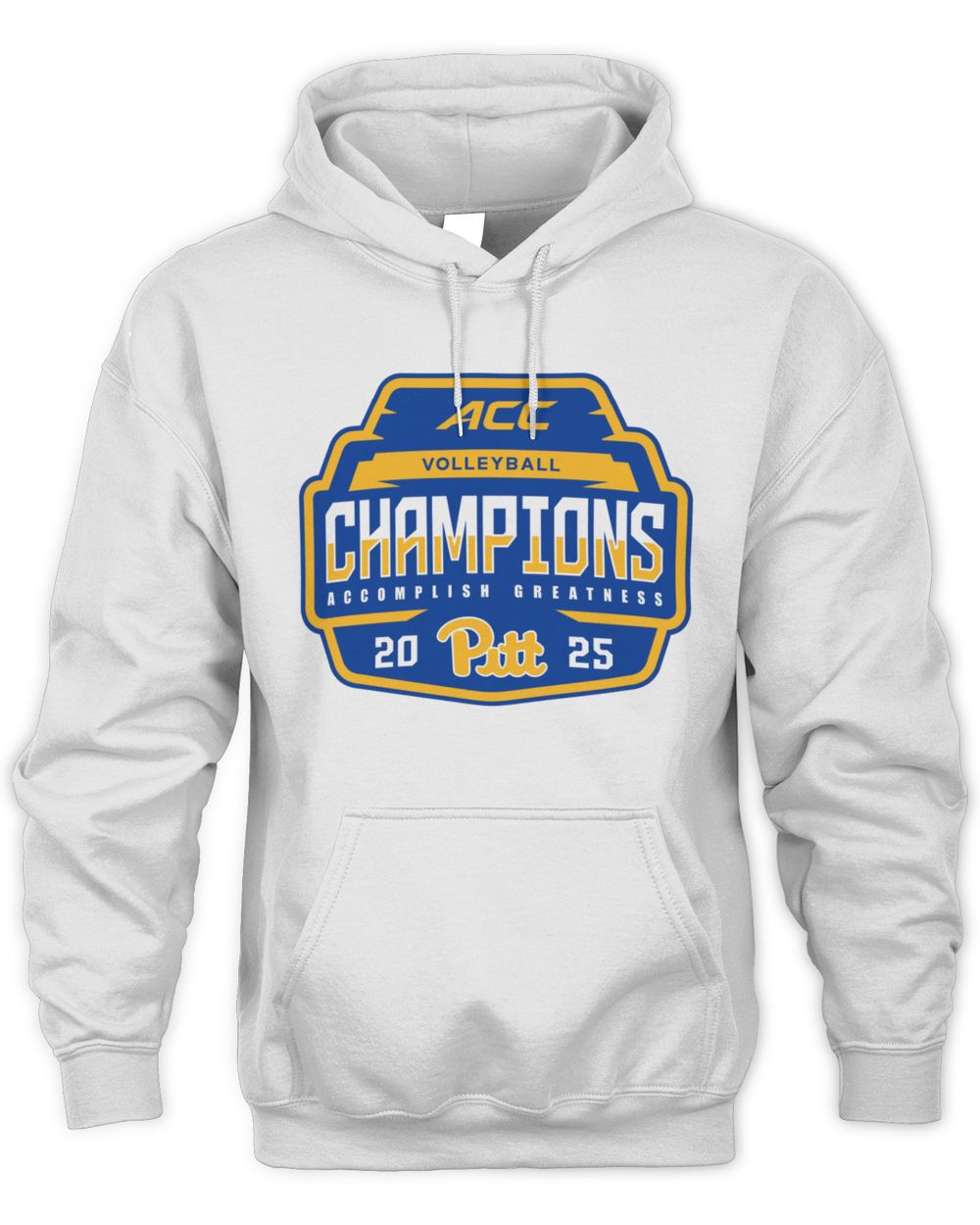 Pitt Panthers White Blue 84 2025 ACC Volleyball Champions Hoodie Sweatshirt
