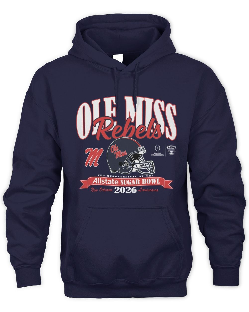 Blue 84 Navy Ole Miss Rebels College Football Playoff 2026 Sugar Bowl Official Hoodie