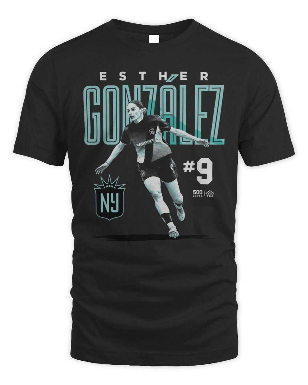 Men's 500 Level Esther González Black NJ/NY Gotham FC Player Bitmap Graphic T-Shirt
