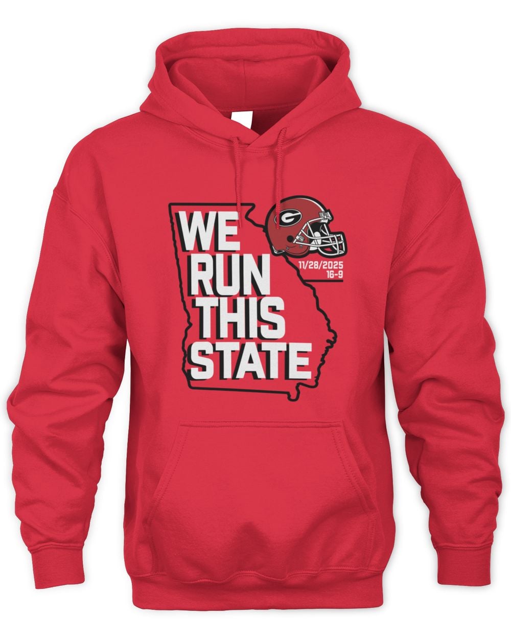 Red Georgia Bulldogs Football We Run This State 2025 Hoodie