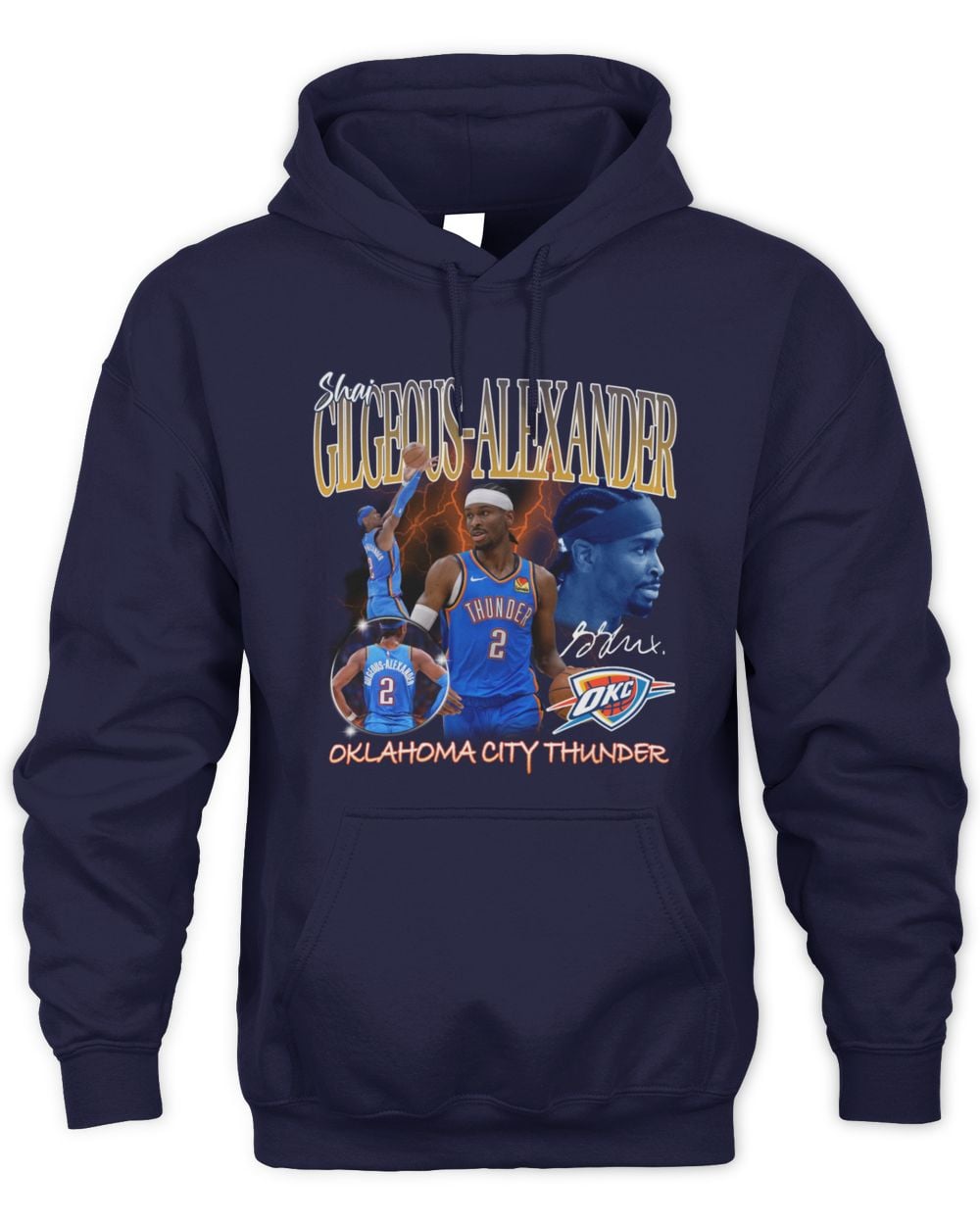 Men's Shai Gilgeous-Alexander Navy Oklahoma City Thunder Player Collage Hoodie Sweatshirt