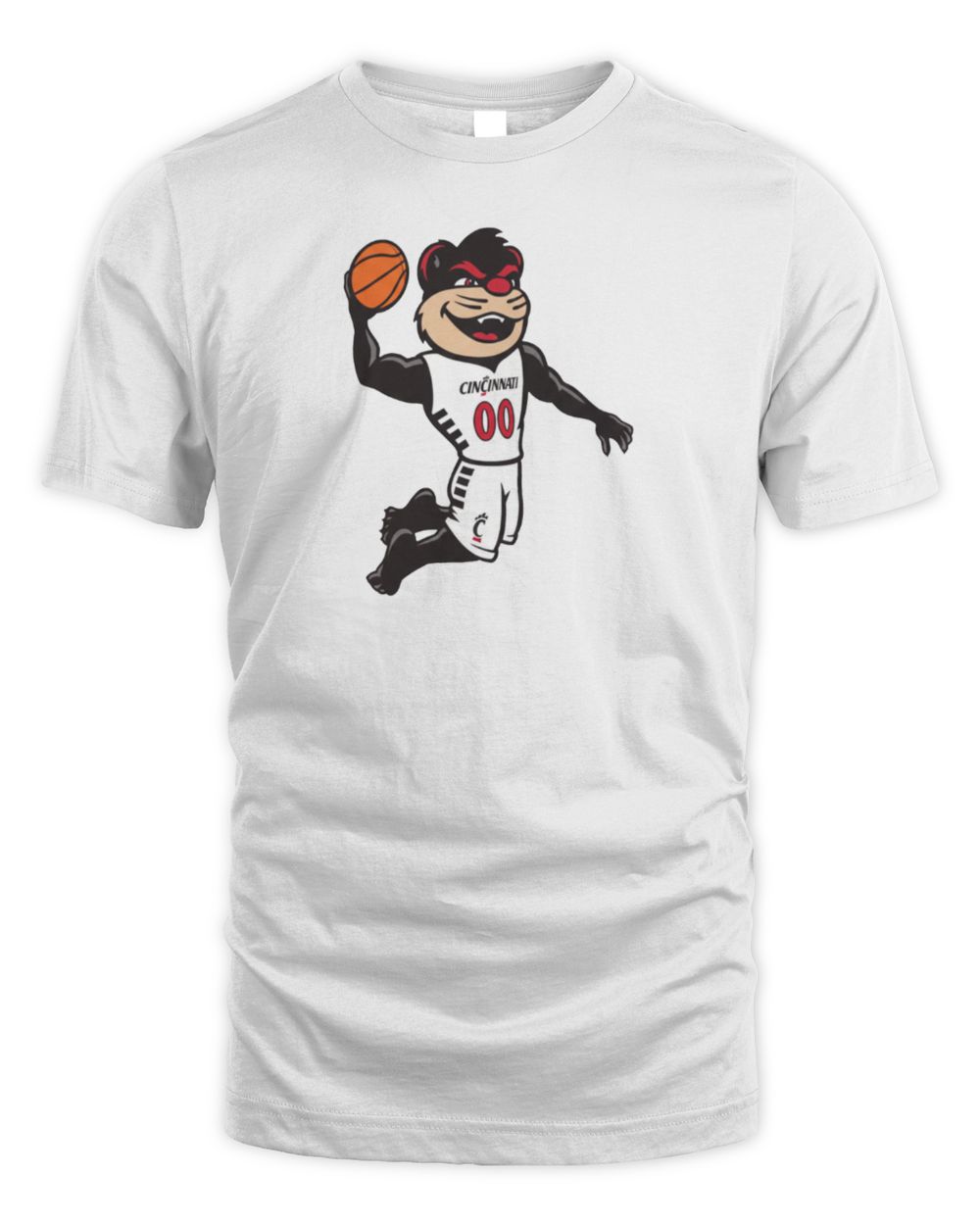 Cincinnati Bearcats White Bearcat Playing Basketball Short Sleeve T Shirt