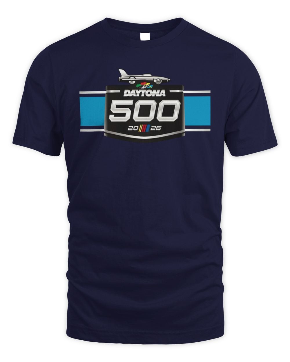 Men's Checkered Flag Sports Heather Navy Daytona International Speedway 2026 Daytona 500 Logo T-Shirt