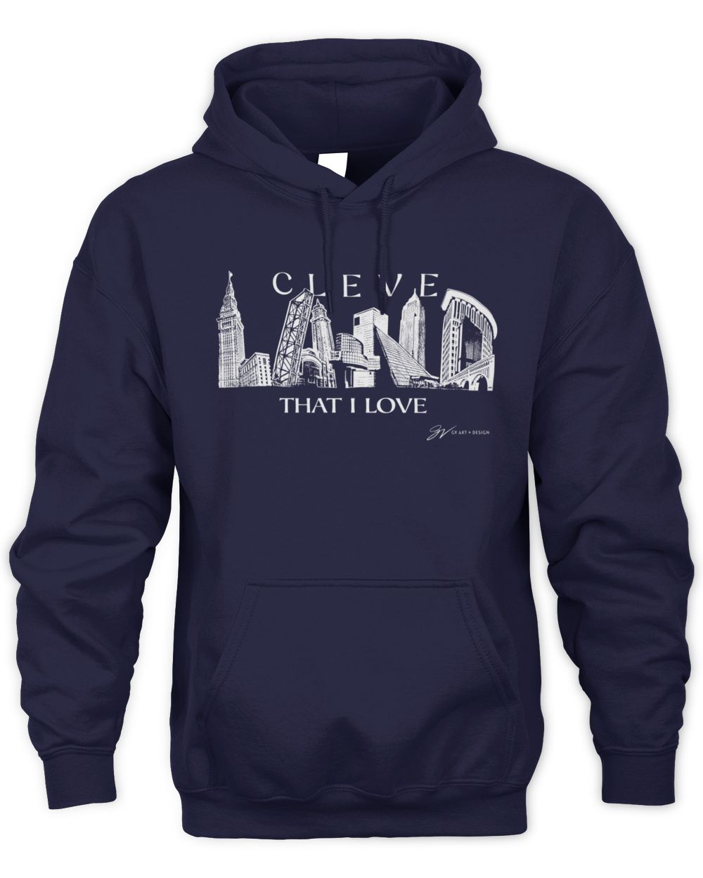 GV Art And Design Cleveland Landmarks Hoodie Navy