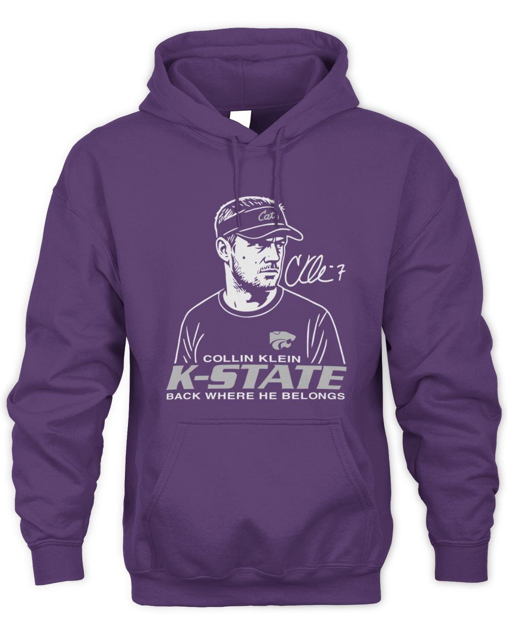 Collin Klein Purple K-State Wildcats Caricature Hoodie