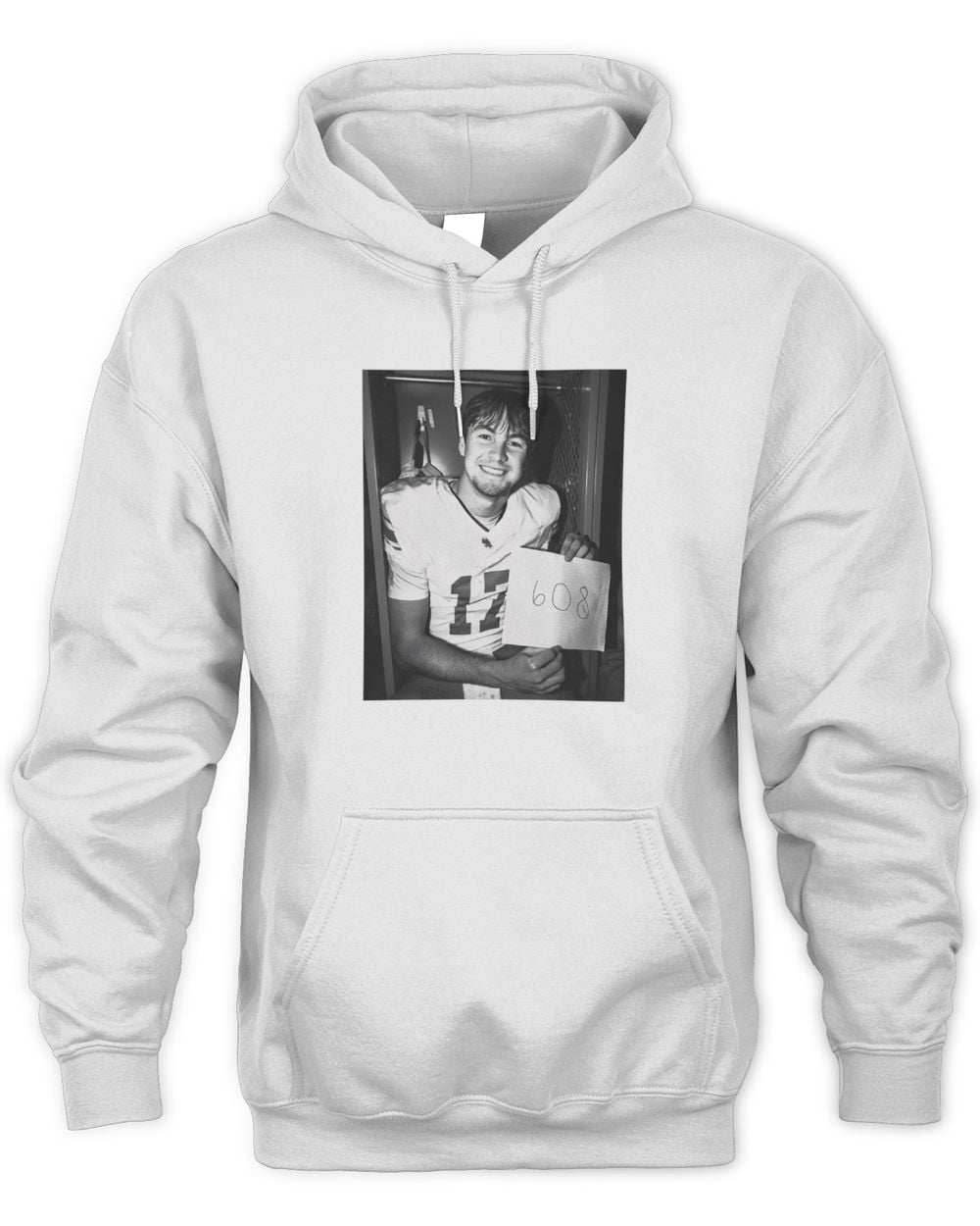 Drew Mestemaker North Texas White 608 B&W Hoodie Sweatshirt
