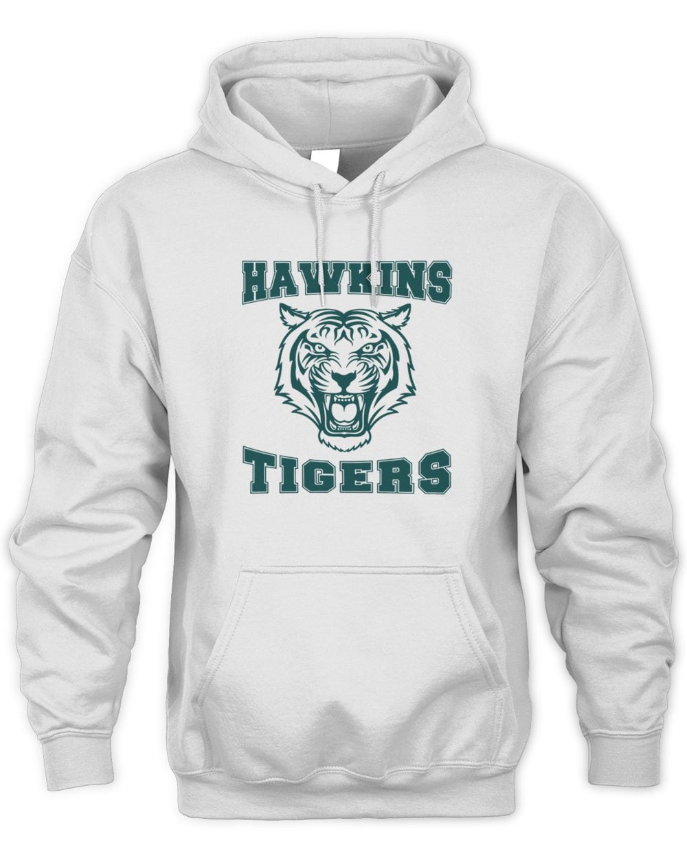 Spoofytees Hawkins Tigers White Hoodie Sweatshirt