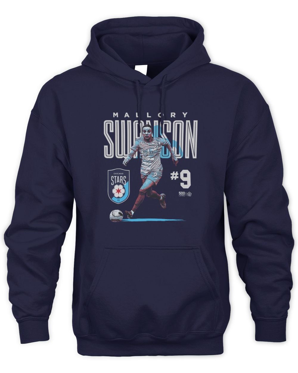 Men's 500 Level Mallory Swanson Navy Chicago Stars FC Player Bitmap Graphic Hoodie Sweatshirt