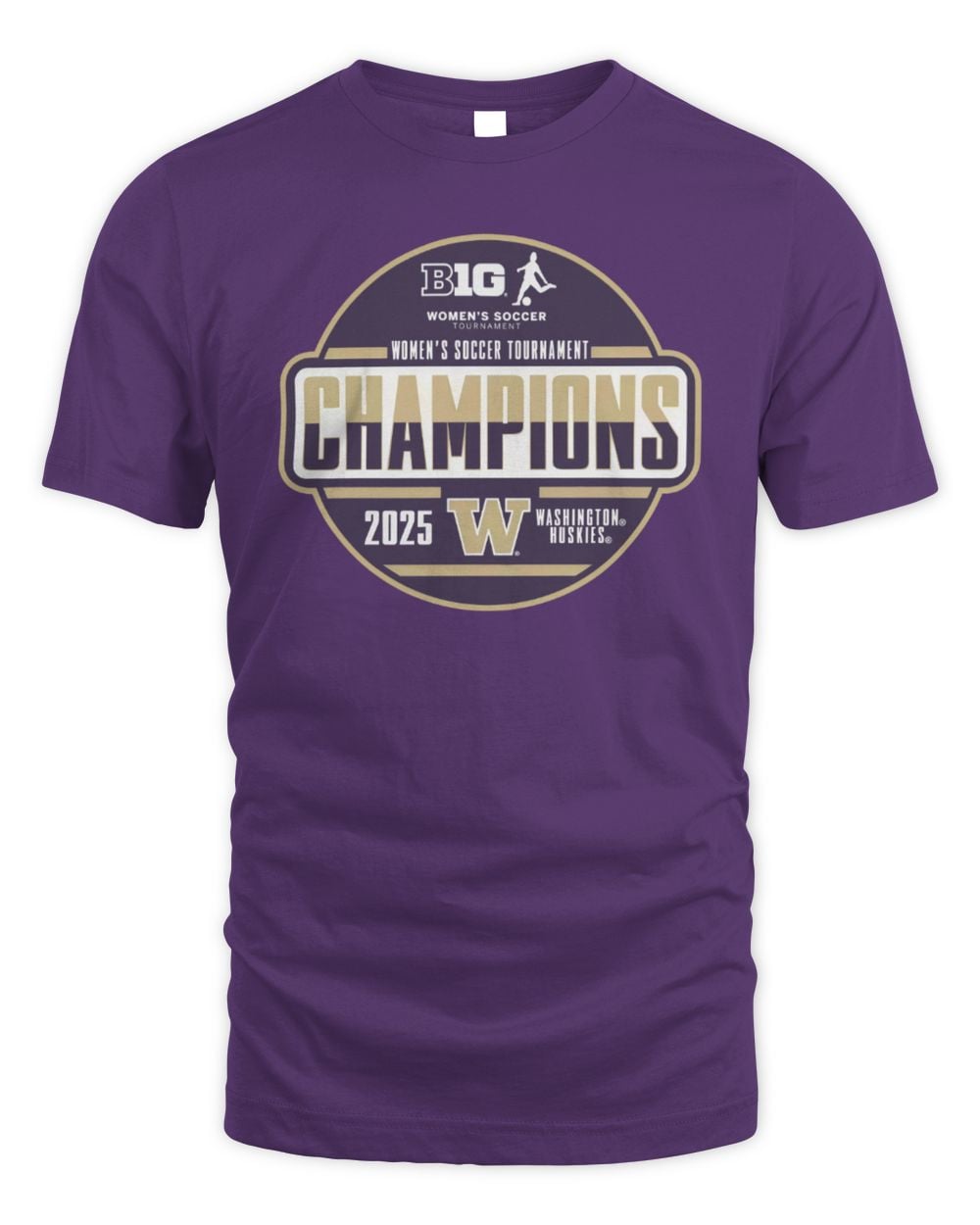 Men's Blue 84 Purple Washington Huskies 2025 Big Ten Women's Soccer Tournament Champions Locker Room T-Shirt