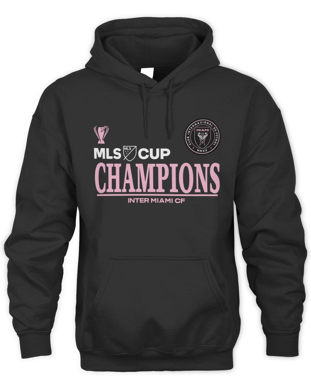 Men's Black Inter Miami CF 2025 MLS Cup Champions Diving Stretch Hoodie Sweatshirt