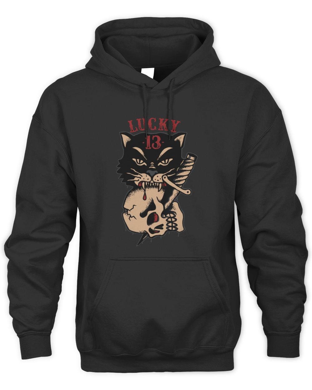 Lucky 13 Cat Skull Official Hoodie