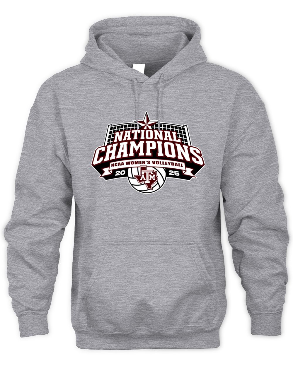 Texas A&M Volleyball 2025 National Champions Logo Hoodie Grey