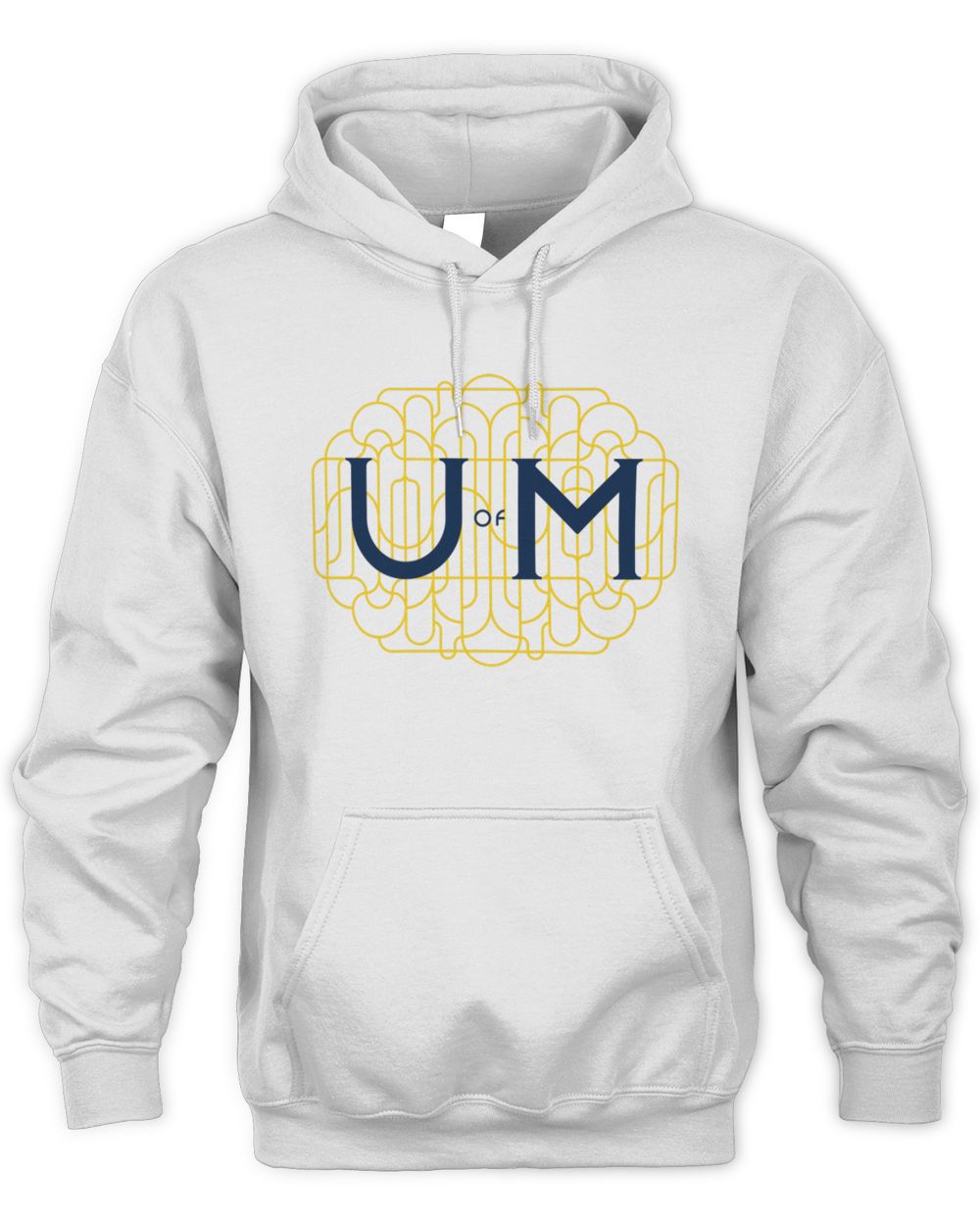 Michigan Ornate Initials White Hoodie Sweatshirt